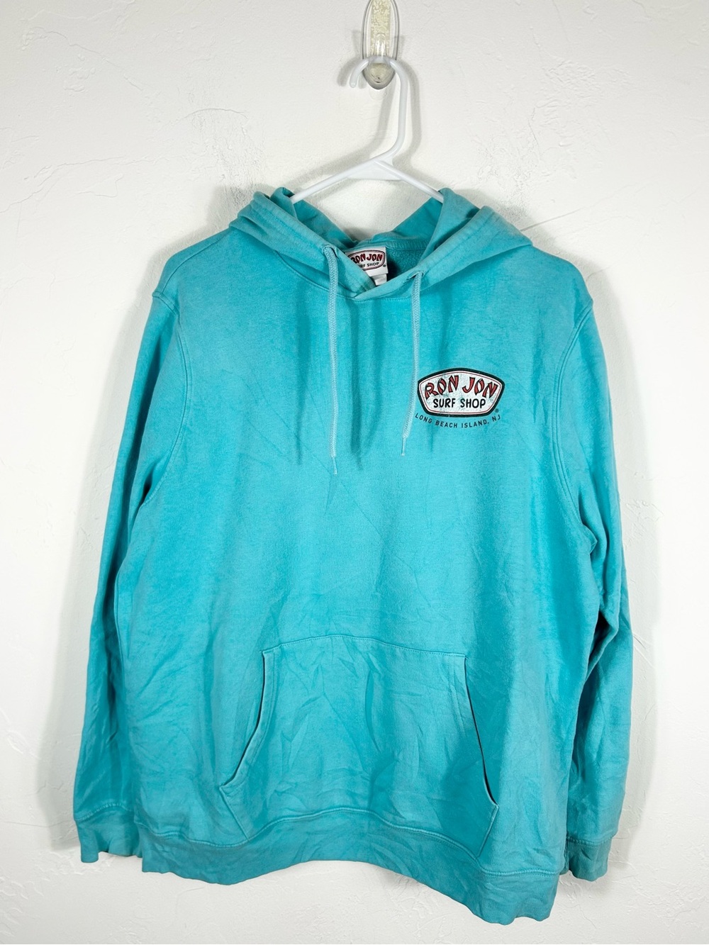 👁️ Ron Jon Surf Shop Custom Surfboards Hoodie Turquoise Aqua Teal Men's Medium